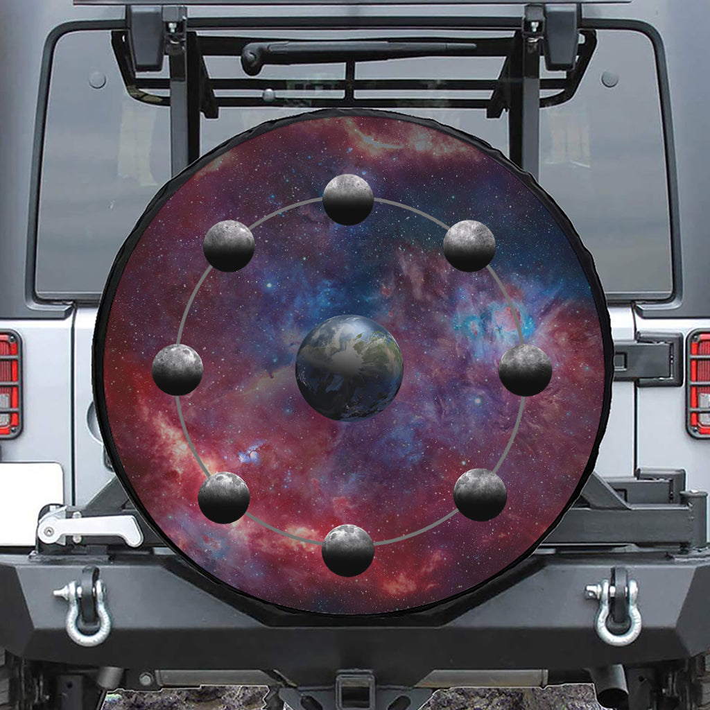 Galaxy Lunar Phase Print Tire Cover