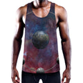 Galaxy Lunar Phase Print Men's Workout Tank Top