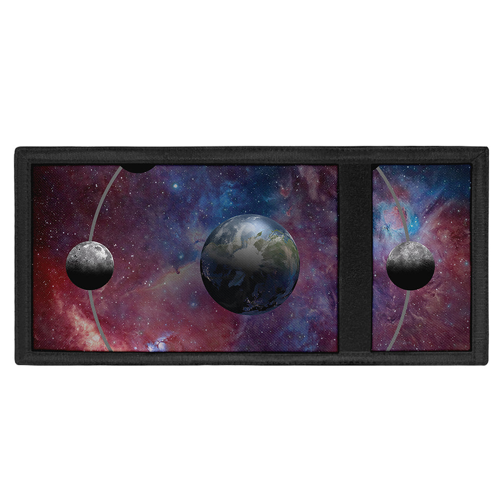 Galaxy Lunar Phase Print Trifold Wallet