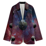 Galaxy Lunar Phase Print Women's Cotton Blazer
