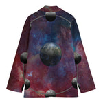 Galaxy Lunar Phase Print Women's Cotton Blazer