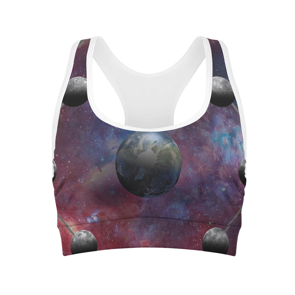 Galaxy Lunar Phase Print Women's Sports Bra