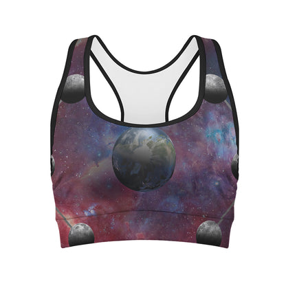 Galaxy Lunar Phase Print Women's Sports Bra