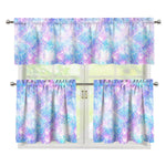 Galaxy Mermaid Scales Pattern Print 3 Piece Kitchen Curtains