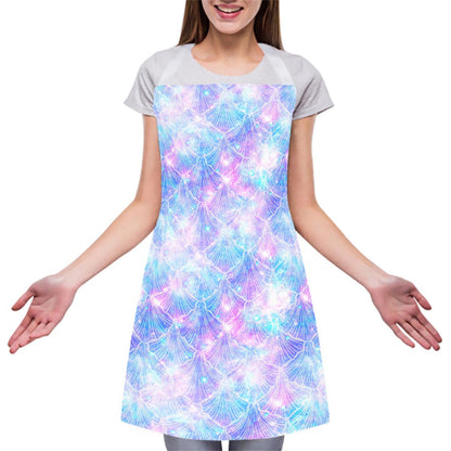Galaxy Mermaid Scales Pattern Print Adjustable Apron