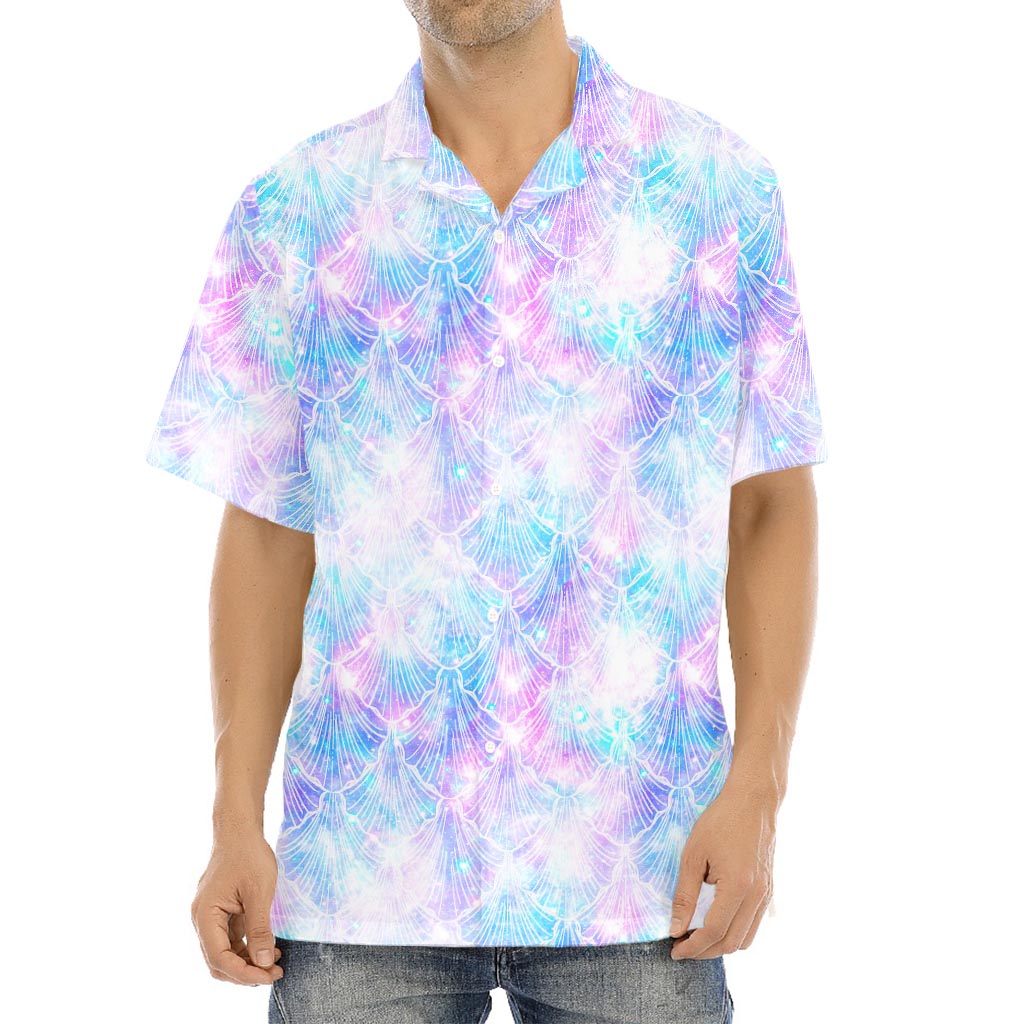 Galaxy Mermaid Scales Pattern Print Aloha Shirt