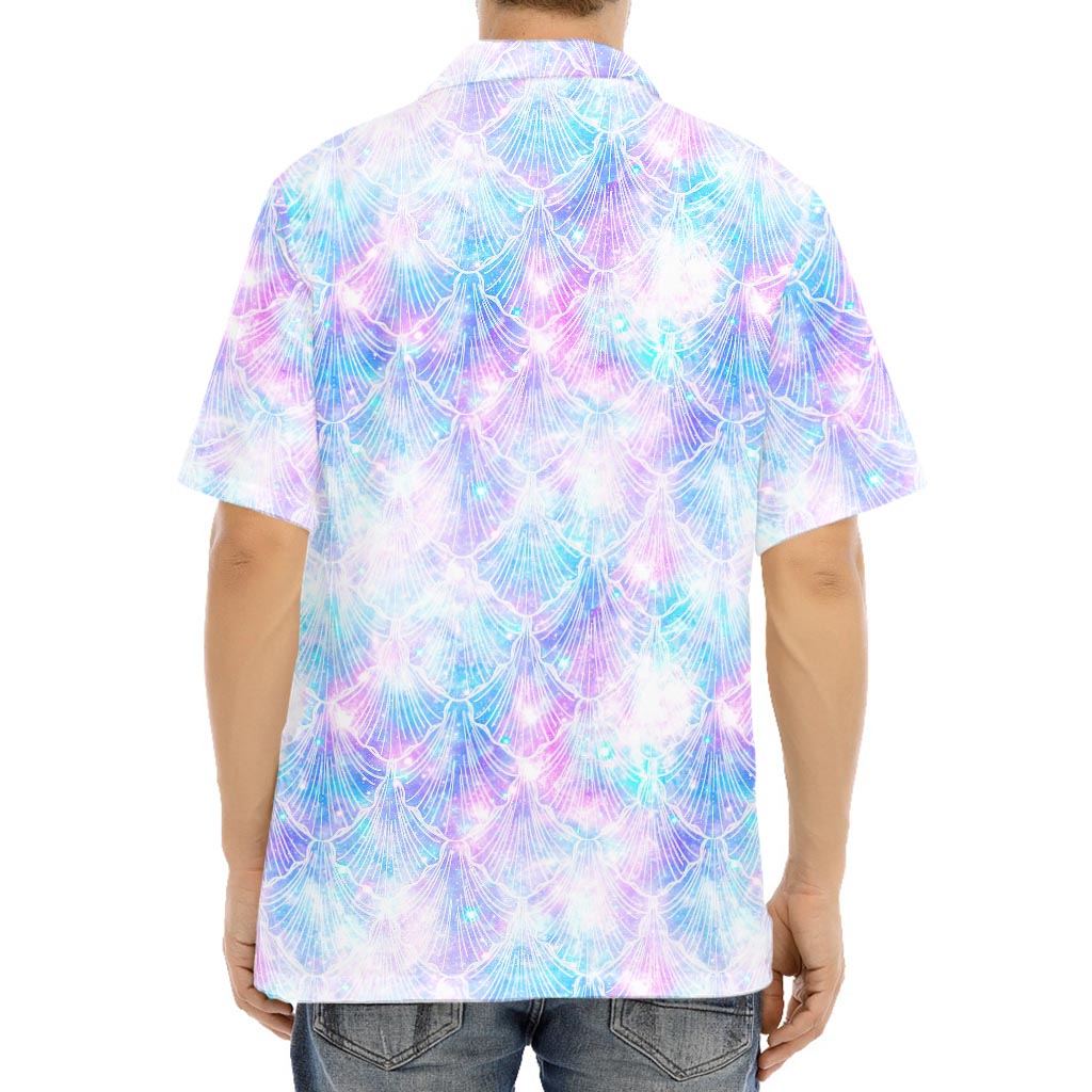 Galaxy Mermaid Scales Pattern Print Aloha Shirt