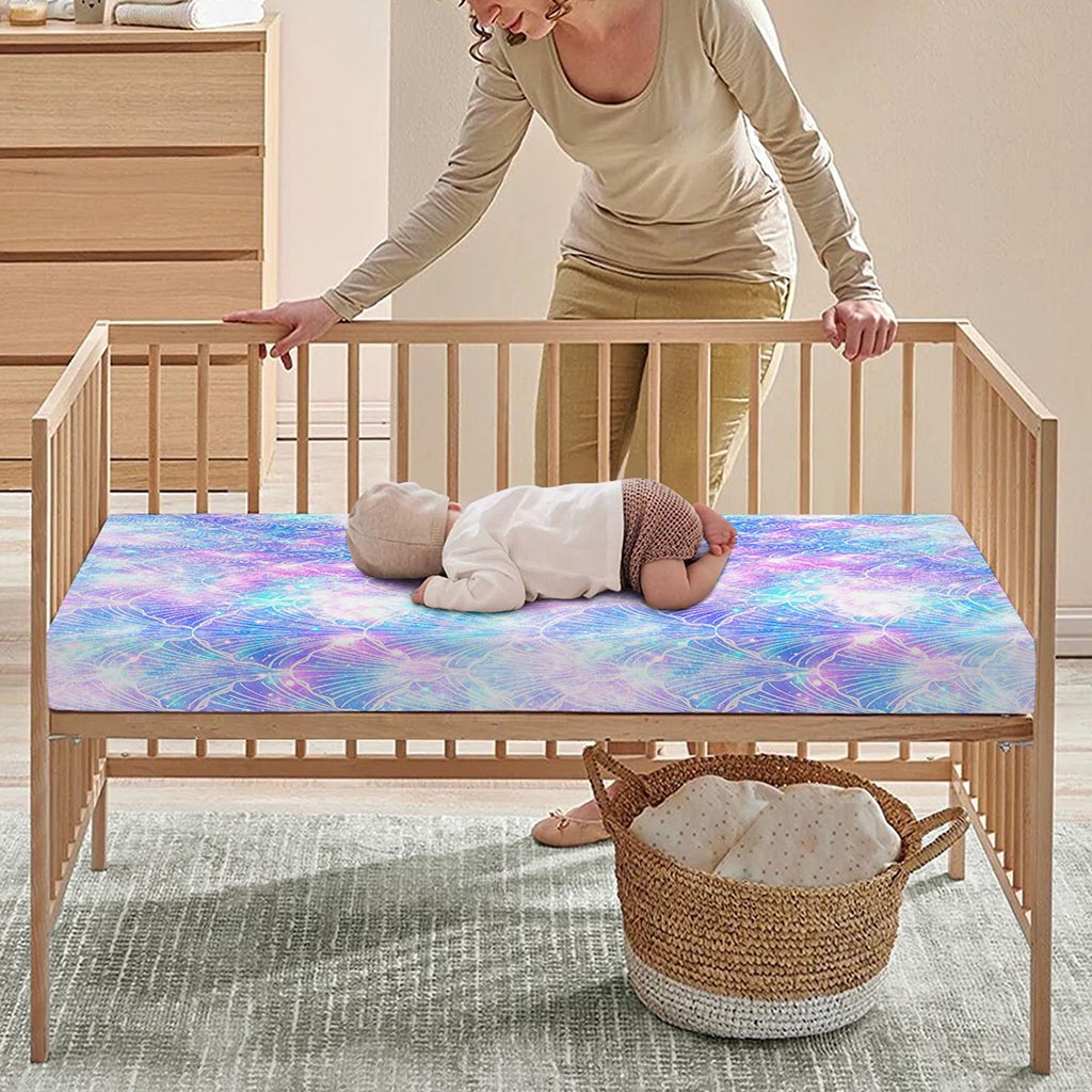 Galaxy Mermaid Scales Pattern Print Baby Crib Sheet