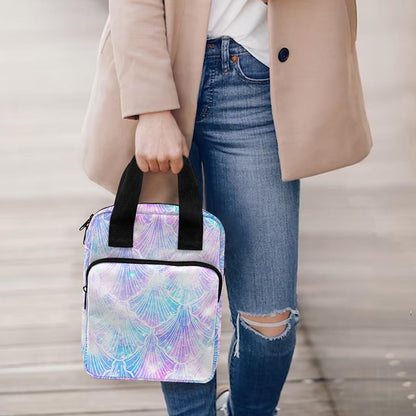 Galaxy Mermaid Scales Pattern Print Bible Tote Bag