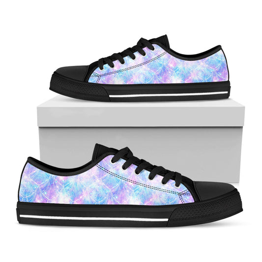 Galaxy Mermaid Scales Pattern Print Black Low Top Sneakers