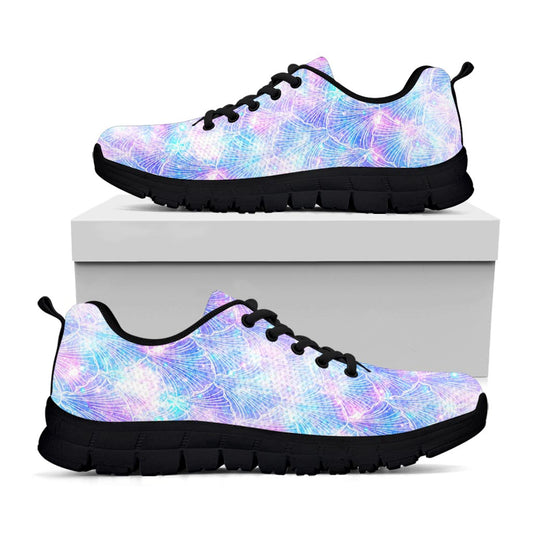 Galaxy Mermaid Scales Pattern Print Black Running Shoes