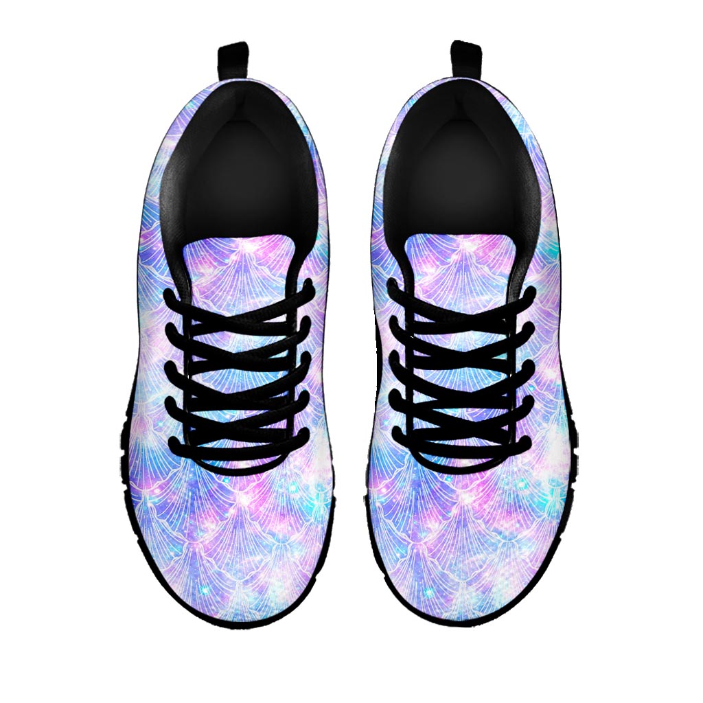 Galaxy Mermaid Scales Pattern Print Black Running Shoes