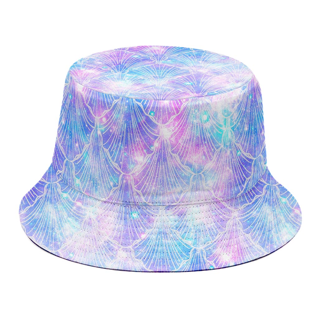 Galaxy Mermaid Scales Pattern Print Bucket Hat