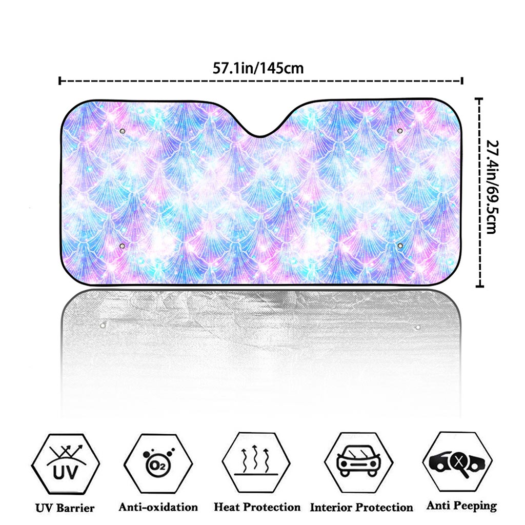 Galaxy Mermaid Scales Pattern Print Car Windshield Sun Shade