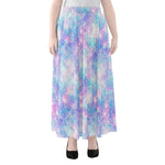 Galaxy Mermaid Scales Pattern Print Chiffon Maxi Skirt