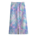 Galaxy Mermaid Scales Pattern Print Cotton Front Slit Maxi Skirt