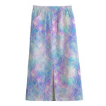 Galaxy Mermaid Scales Pattern Print Cotton Front Slit Maxi Skirt