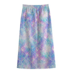 Galaxy Mermaid Scales Pattern Print Cotton Front Slit Maxi Skirt