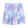 Galaxy Mermaid Scales Pattern Print Cotton Shorts