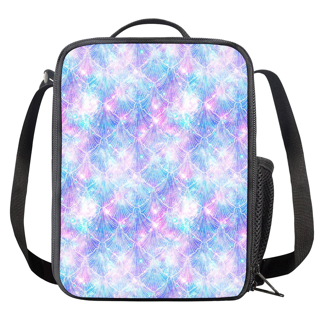 Galaxy Mermaid Scales Pattern Print Crossbody Lunch Bag