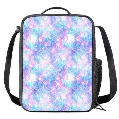 Galaxy Mermaid Scales Pattern Print Crossbody Lunch Bag
