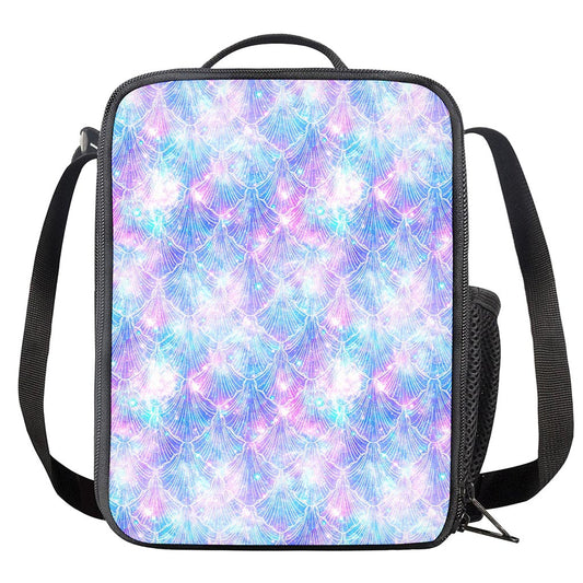 Galaxy Mermaid Scales Pattern Print Crossbody Lunch Bag