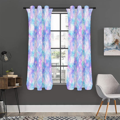 Galaxy Mermaid Scales Pattern Print Curtain