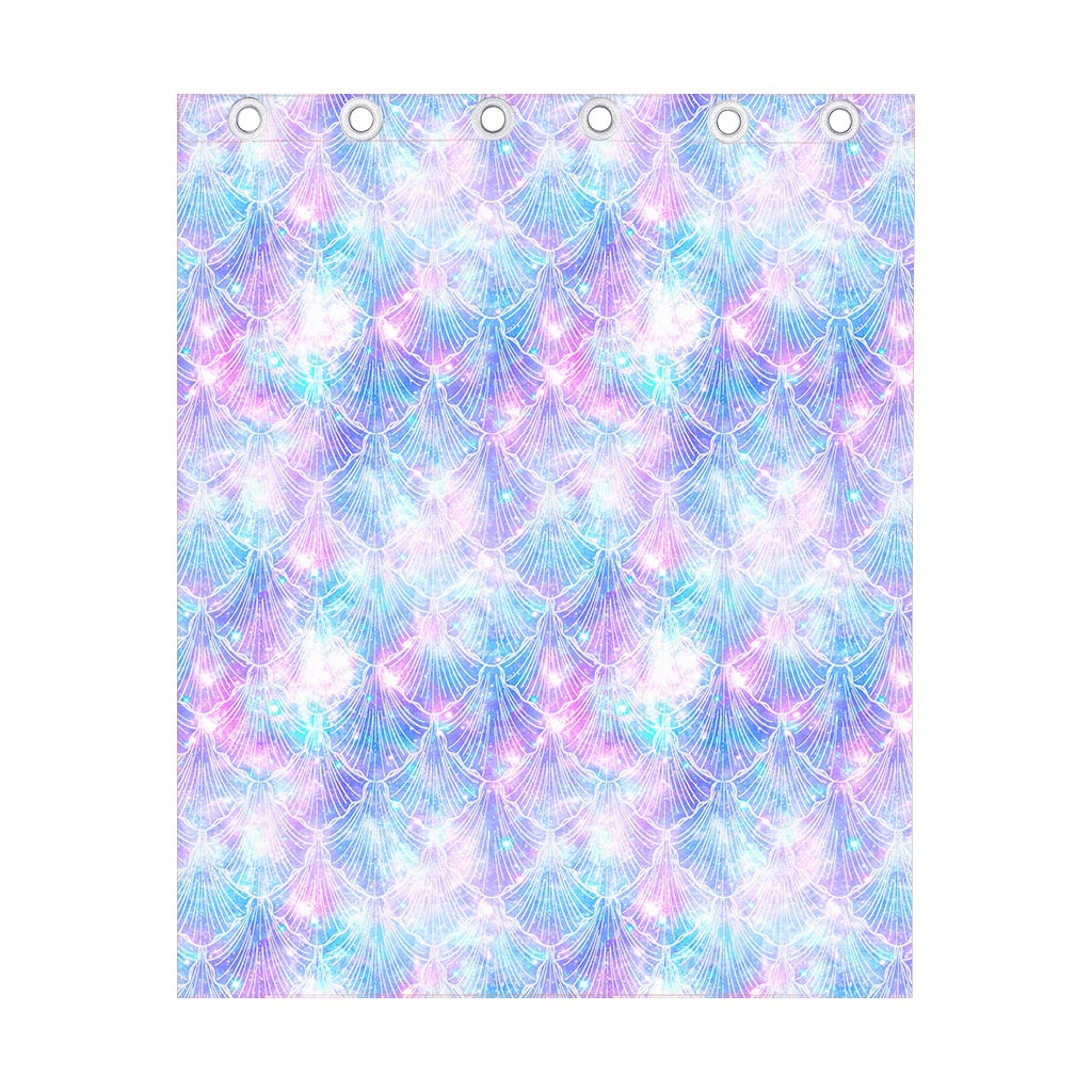 Galaxy Mermaid Scales Pattern Print Curtain