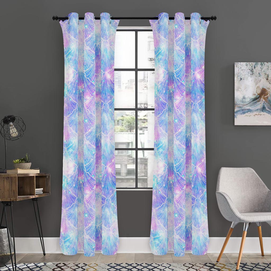 Galaxy Mermaid Scales Pattern Print Curtain