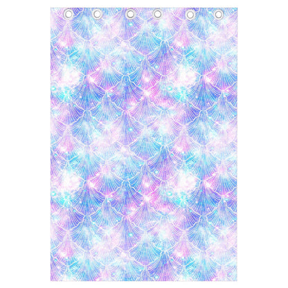 Galaxy Mermaid Scales Pattern Print Curtain