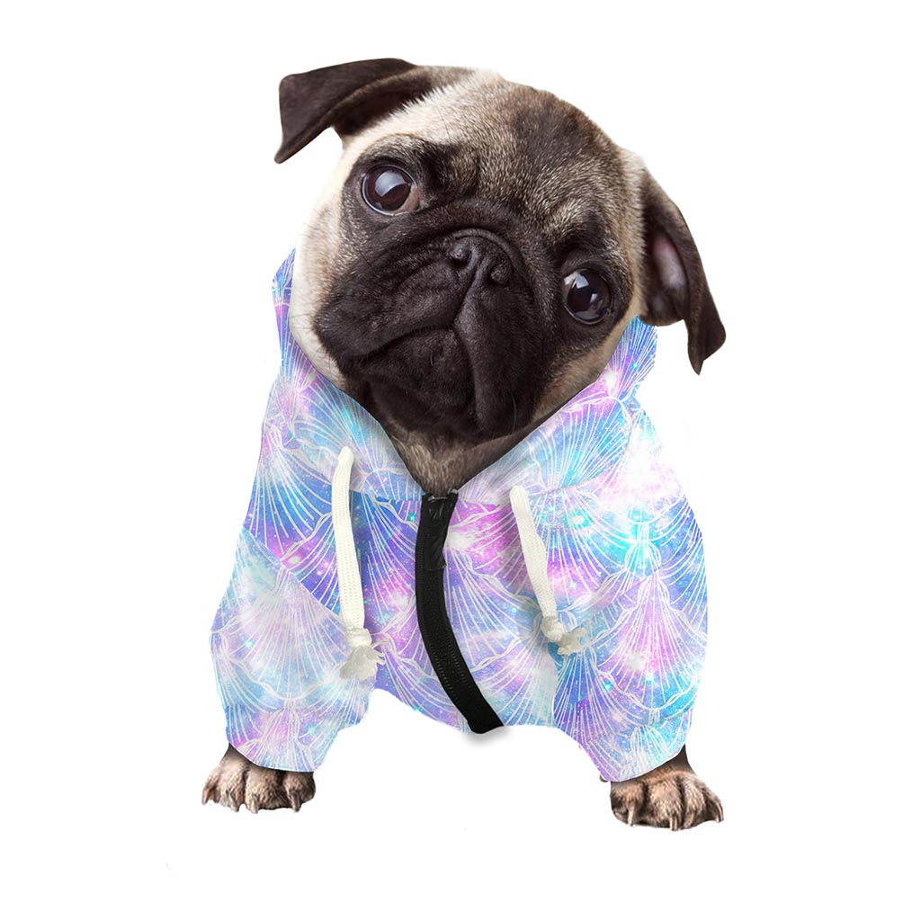 Galaxy Mermaid Scales Pattern Print Dog Zip Up Hoodie