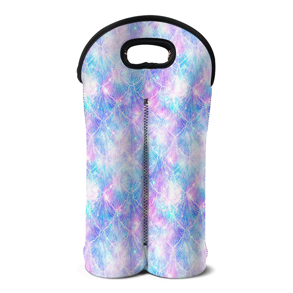 Galaxy Mermaid Scales Pattern Print Double Neoprene Wine Tote
