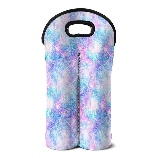 Galaxy Mermaid Scales Pattern Print Double Neoprene Wine Tote