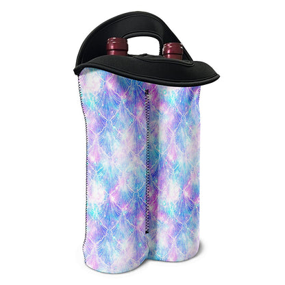Galaxy Mermaid Scales Pattern Print Double Neoprene Wine Tote