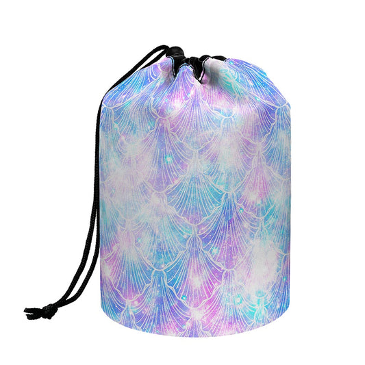 Galaxy Mermaid Scales Pattern Print Drawstring Makeup Bag