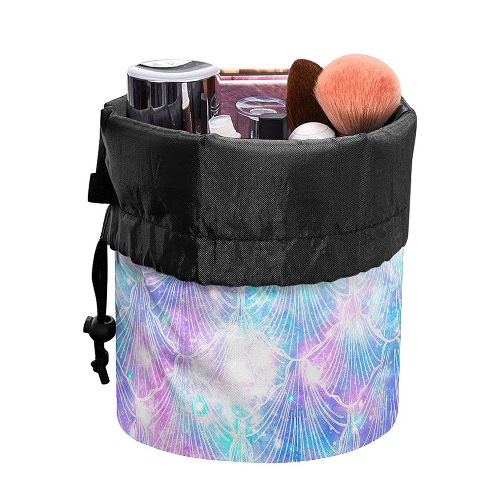 Galaxy Mermaid Scales Pattern Print Drawstring Makeup Bag