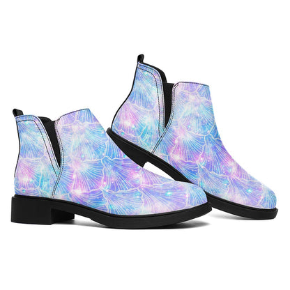 Galaxy Mermaid Scales Pattern Print Flat Ankle Boots