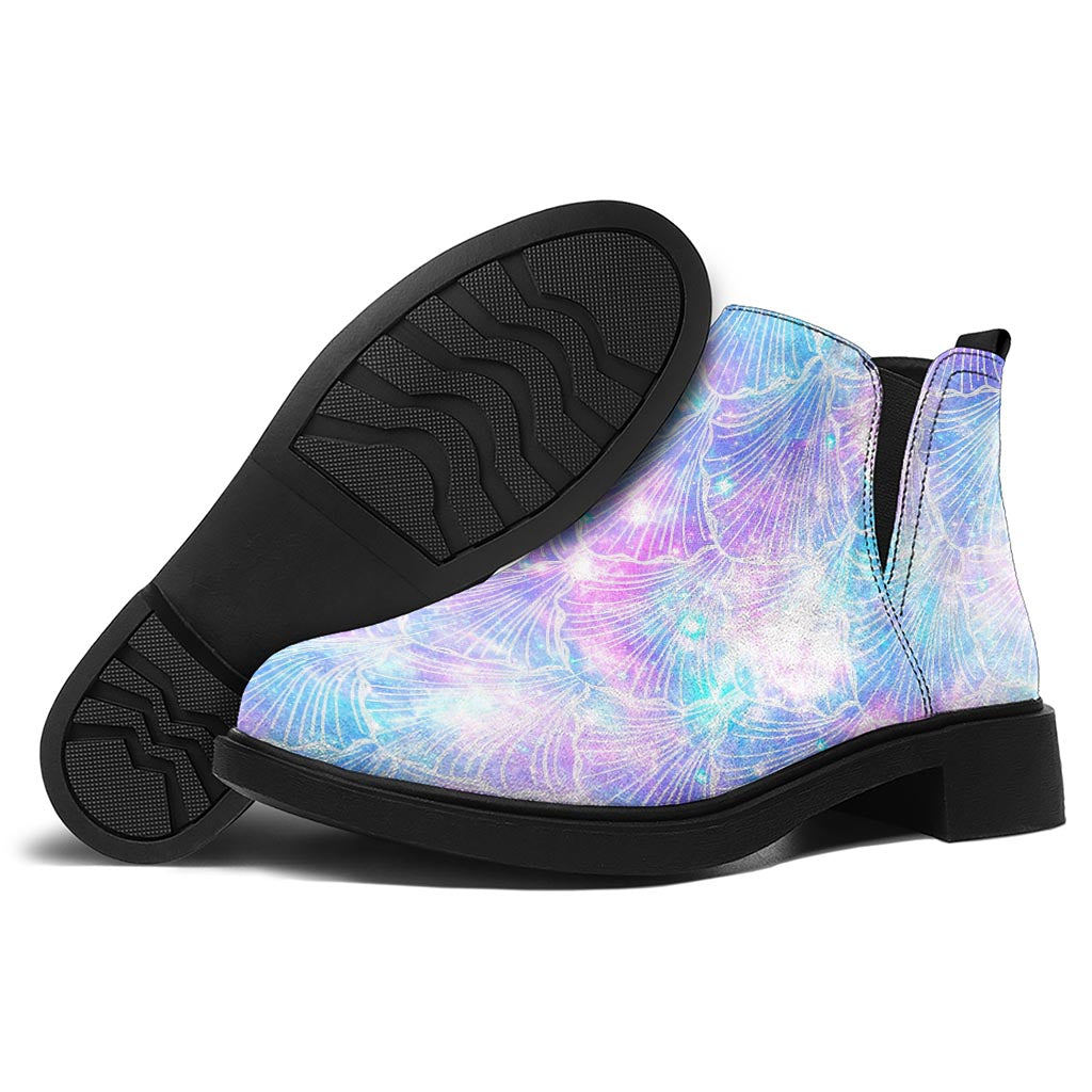 Galaxy Mermaid Scales Pattern Print Flat Ankle Boots