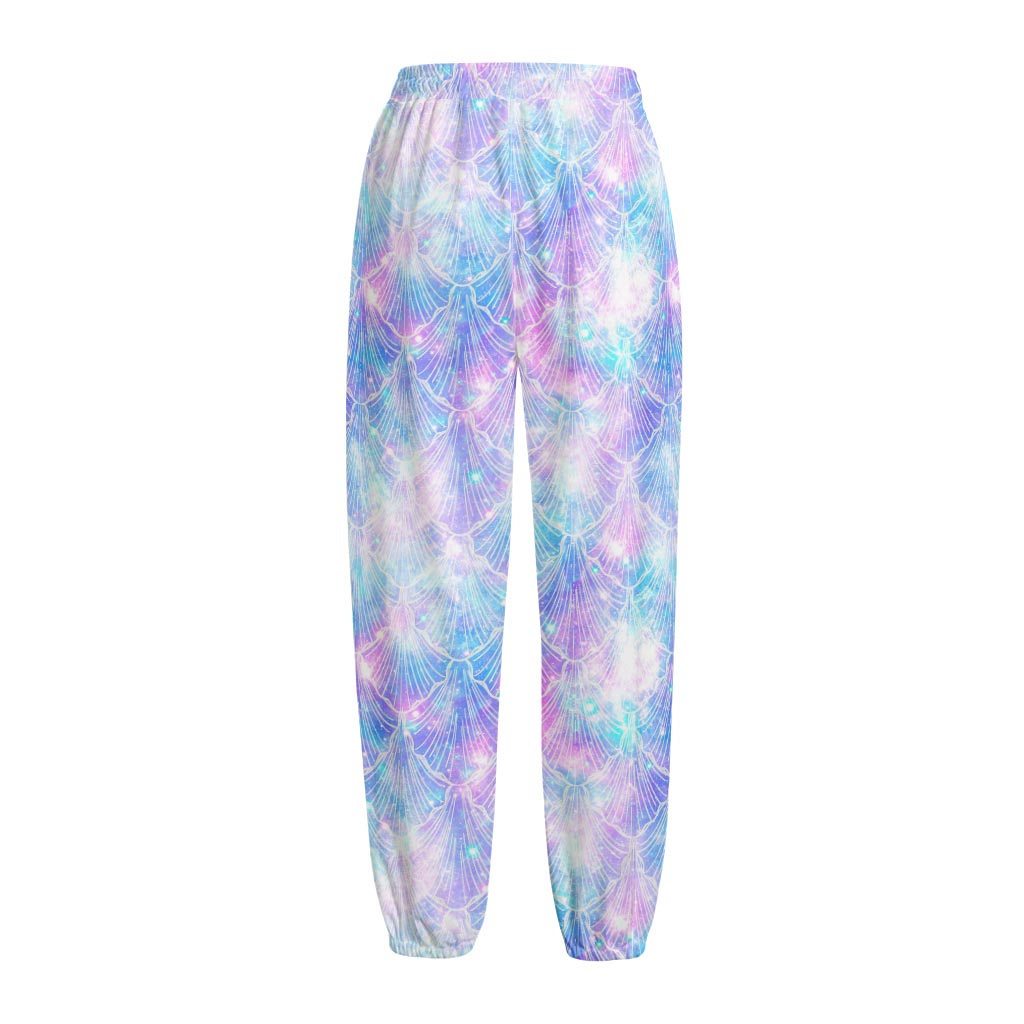 Galaxy Mermaid Scales Pattern Print Fleece Lined Knit Pants