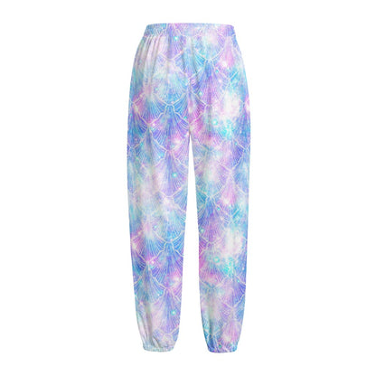 Galaxy Mermaid Scales Pattern Print Fleece Lined Knit Pants