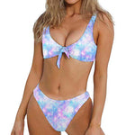 Galaxy Mermaid Scales Pattern Print Front Bow Tie Bikini