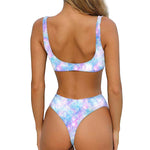 Galaxy Mermaid Scales Pattern Print Front Bow Tie Bikini