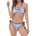 Galaxy Mermaid Scales Pattern Print Halter Scoop Tie Side Bikini
