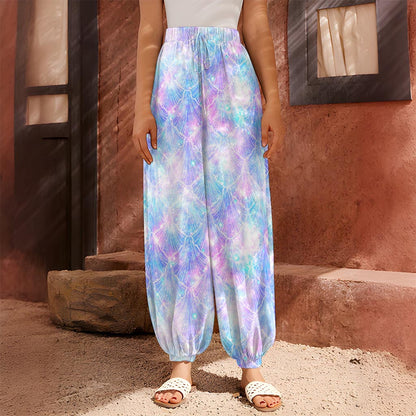Galaxy Mermaid Scales Pattern Print Harem Pants