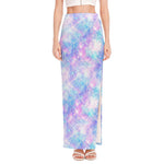 Galaxy Mermaid Scales Pattern Print High Slit Maxi Skirt