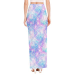 Galaxy Mermaid Scales Pattern Print High Slit Maxi Skirt