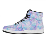 Galaxy Mermaid Scales Pattern Print High Top Leather Sneakers