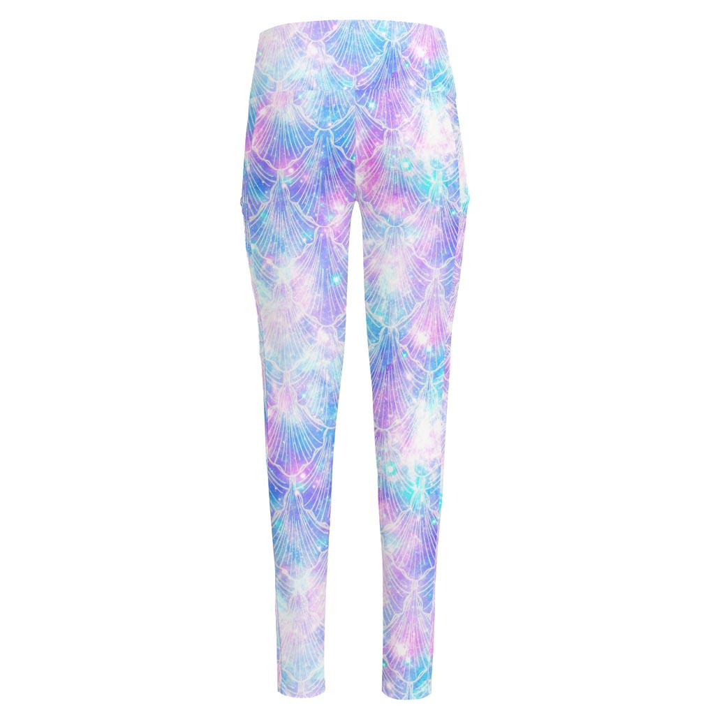 Galaxy Mermaid Scales Pattern Print High-Waisted Pocket Leggings