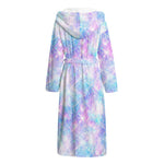 Galaxy Mermaid Scales Pattern Print Hooded Bathrobe