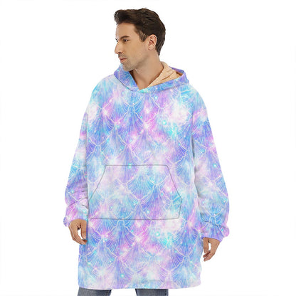 Galaxy Mermaid Scales Pattern Print Hoodie Blanket